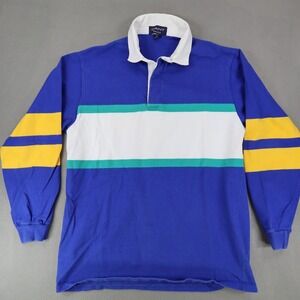 Gant Rugger Rugby Shirt VTG 90s Multi Color Stripe USA Mens XL Block Cotton